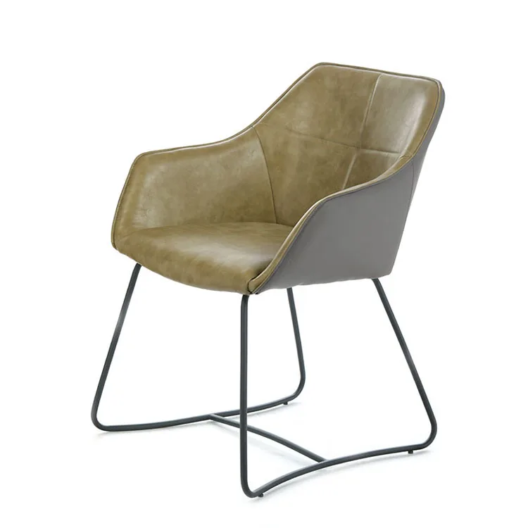 
Dining Chair Leather Modern Design Pu Crossed Leg Comfortable Classic Arm Chrome Legs Cheap Armed 