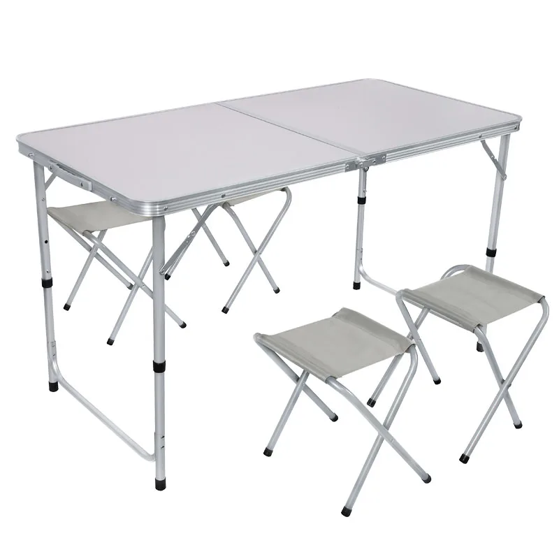 Custom Outdoor Picnic Table Adjustable Modern Metal Aluminum Frame Folding Camping Banquet Hiking Portable Table and Chairs Set