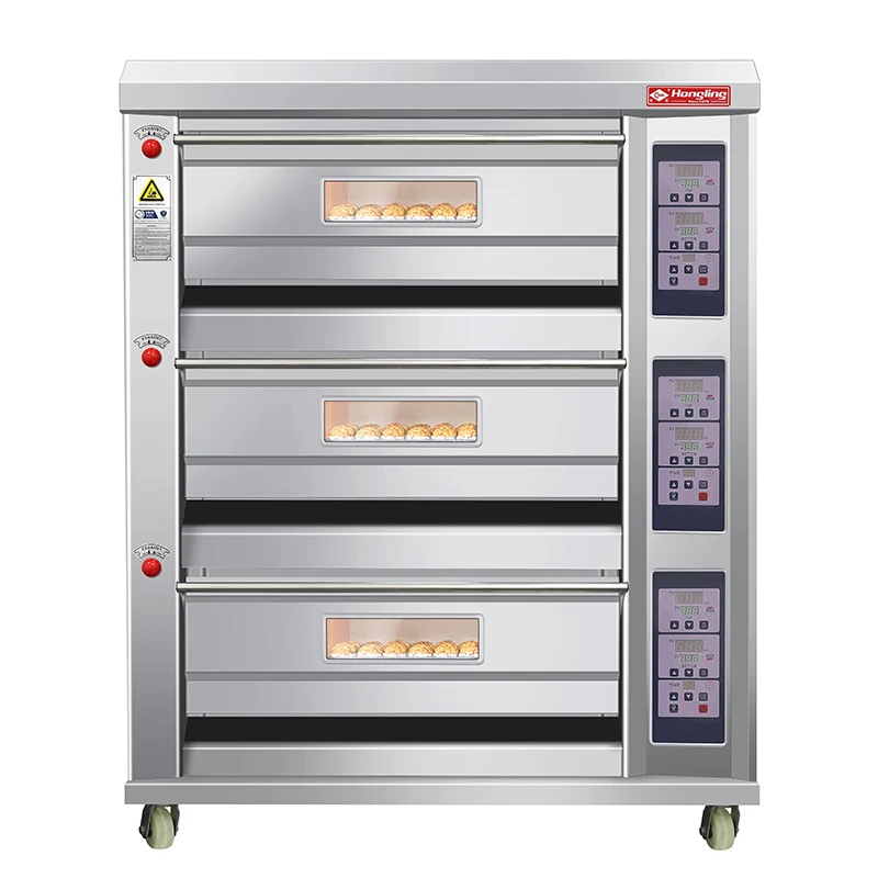 High quality bakery equipment HLY-306DB digital 6 trays 3 deck oven gas oven