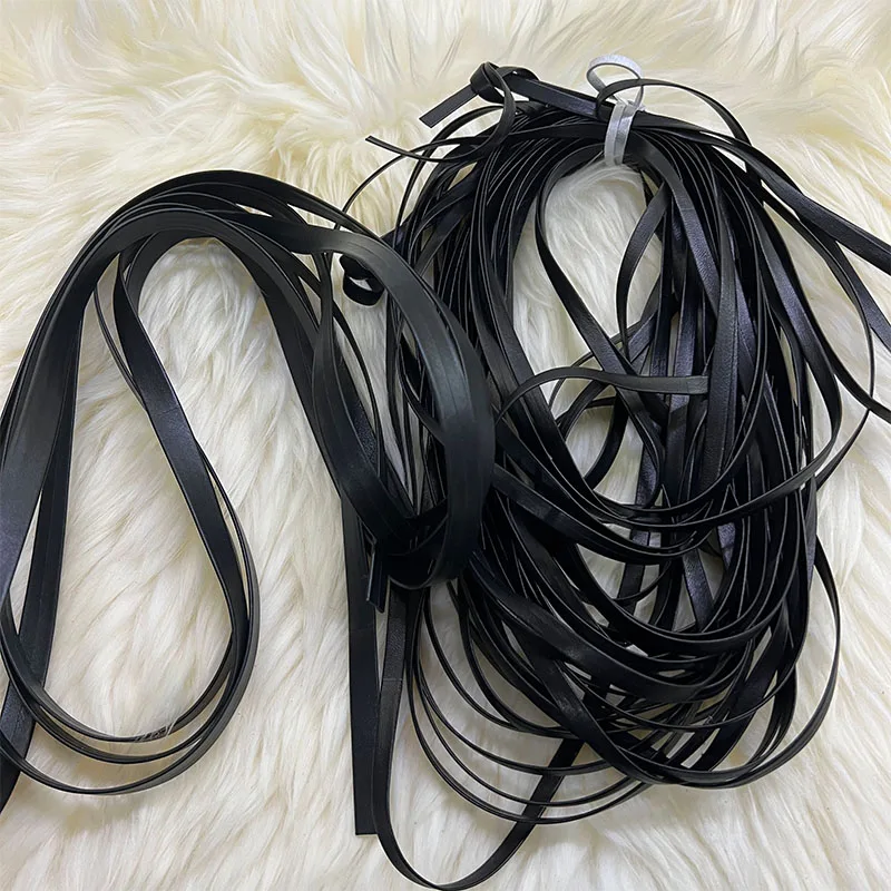 Wrapped leather double fold edge sealing strip for clothing bags and accessories