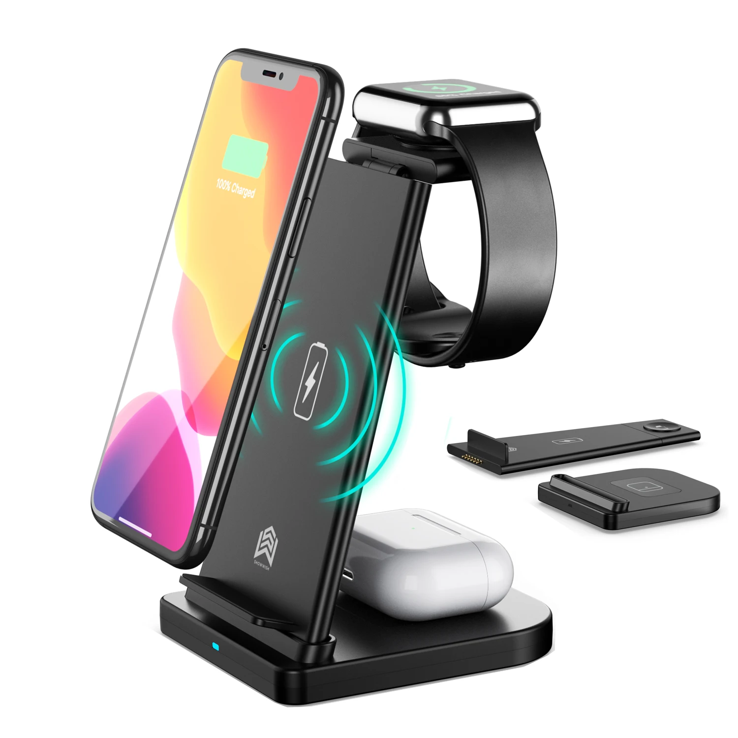 2021 Hot Sale singil ng istasyon 3 in 1 wireless charging station compatible with OS system product multi-device watch