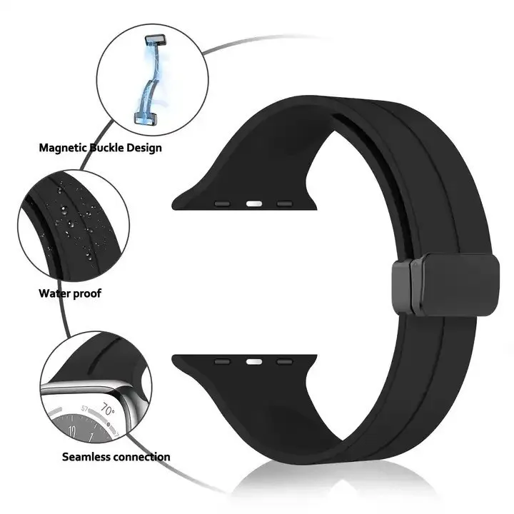 Kakestorm Новая модернизированная титановая Пряжка подходит для iwatch s987 силиконовая эластичная магнитная пряжка ultra2 черный FKM T53