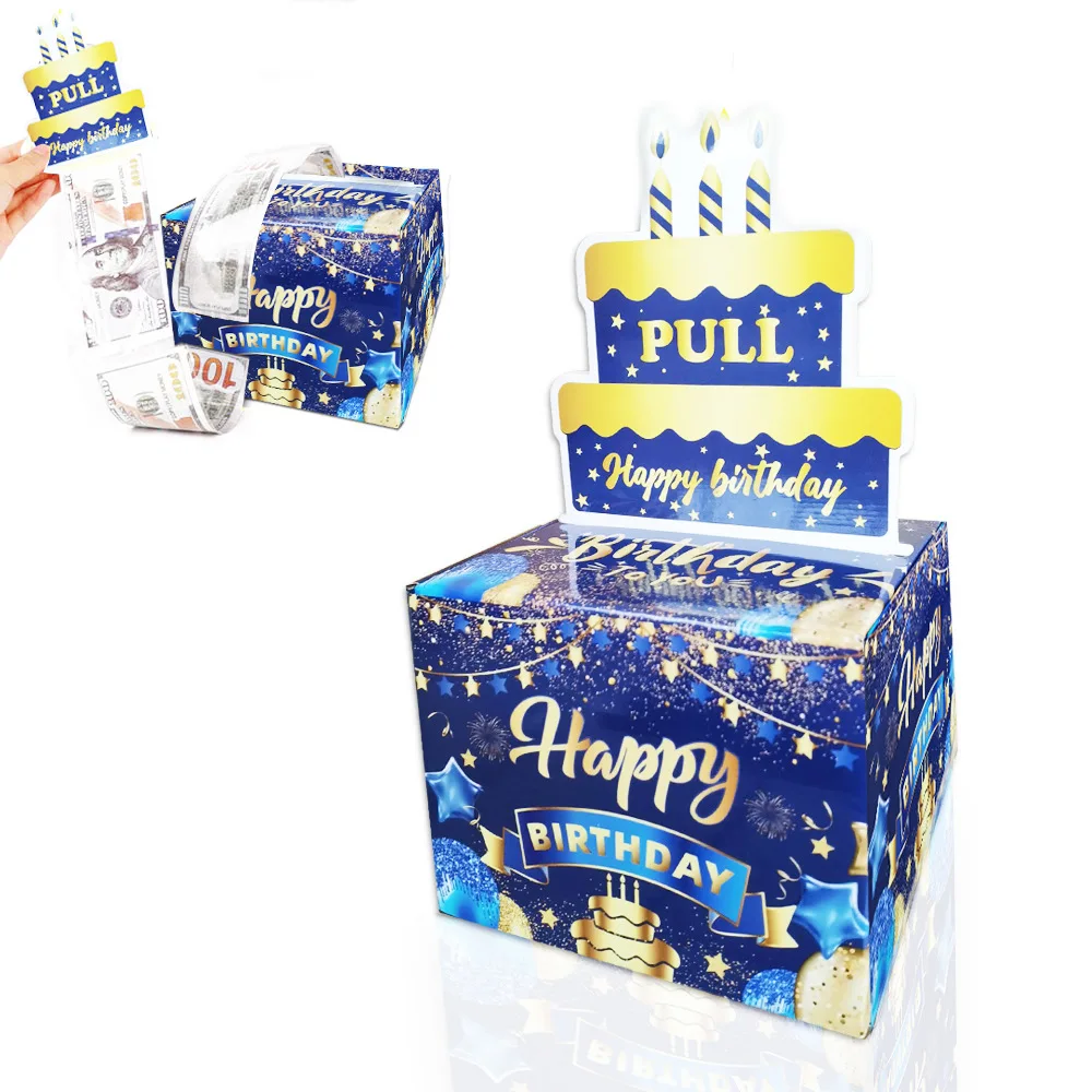Birthday Money Box for cash gift pull cash gift box band pull out Happy Birthday Card DIY set-a fun and loving way to offer cas