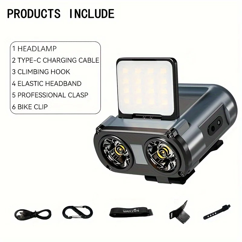 WARSUN MD9 Outdoor Multiple light sources COB fishing motion sensor Waterproof IPX5 adjustable 1000lm Rechargeable headlight