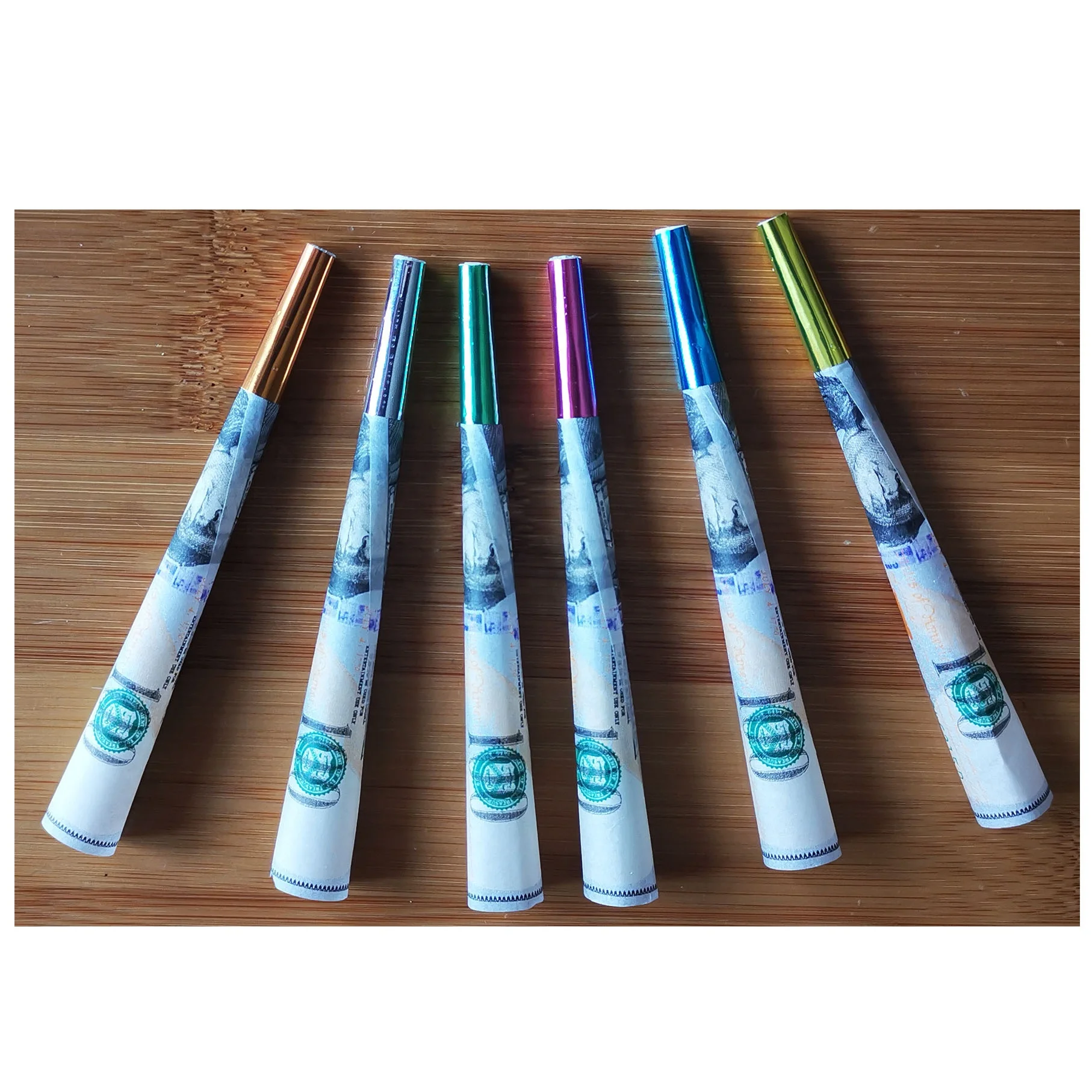 blunt wrap pre rolled cones in $100 dollar design with gold foil