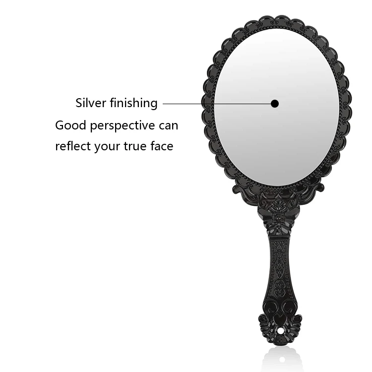 Wholesale Cosmetic Tools Single Sided Plastic Handle vintage Hand Held Makeup Mirror