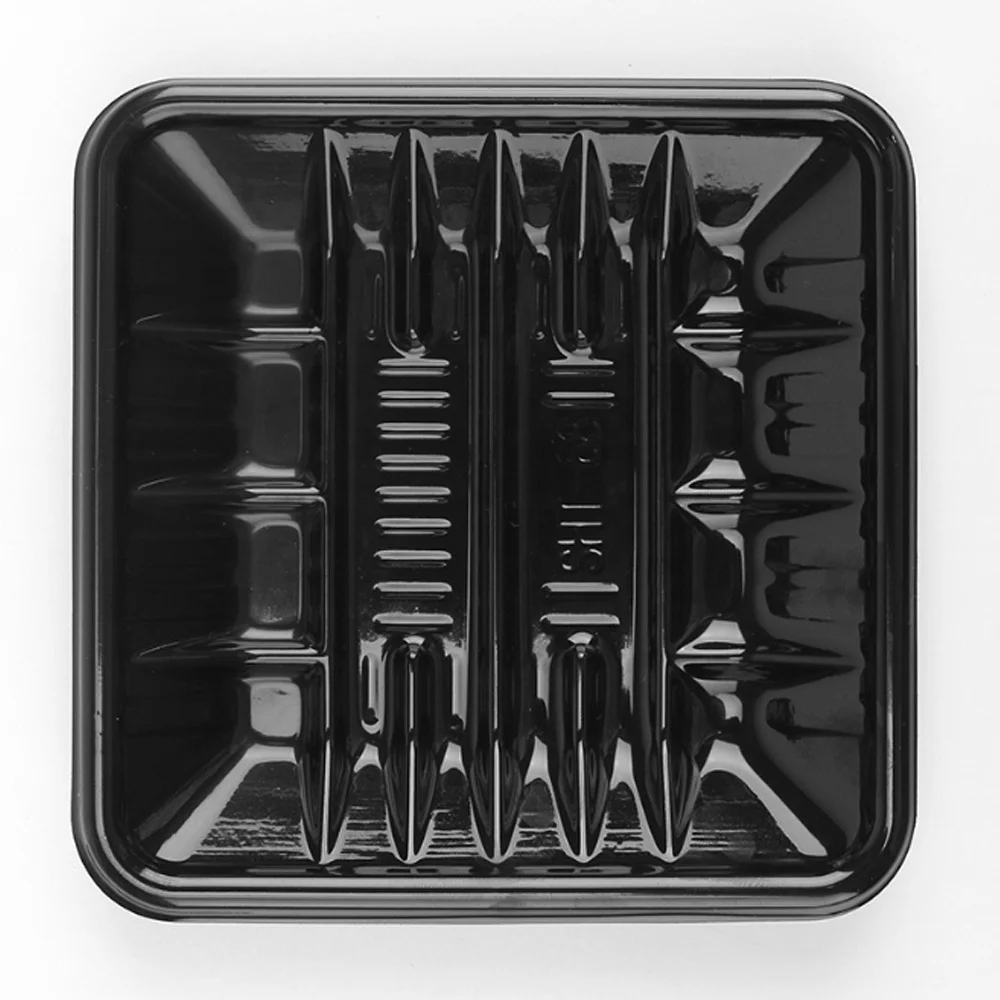 
Hot sale for supermarket RPET/PET flammulina black disposable plastic vegetable tray 