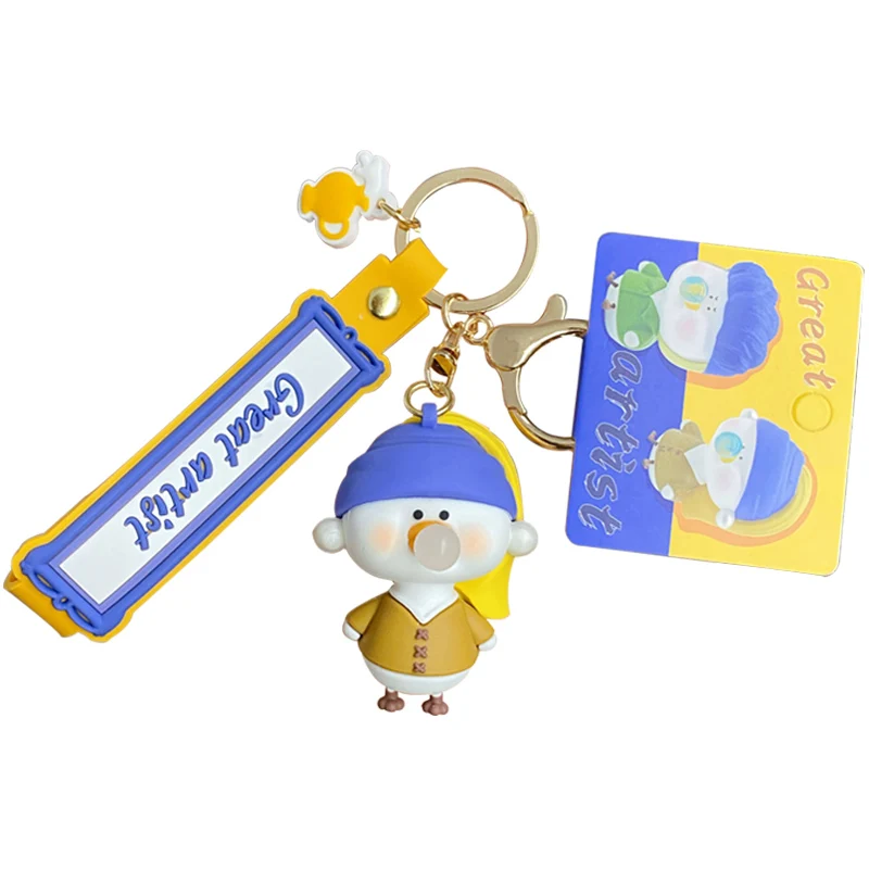 BaiMao wholesale funny duck pendant girl bag purse decor chain car key keychain plastic key chain
