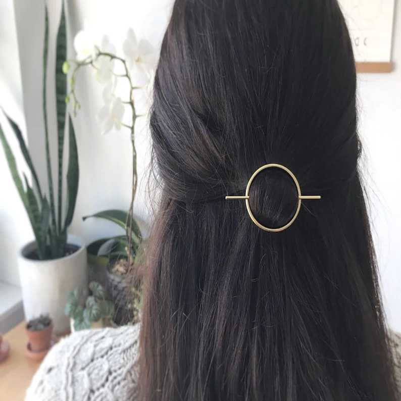 Simple Metal Hair Pins Geometric Round Barrette Minimalist Style Daily Accessories Hair Pin Clip