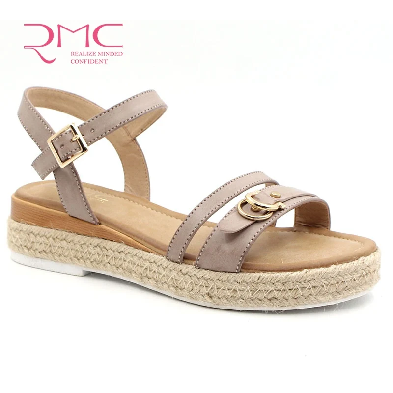 2022 RMC Wholesale Fashion Female Footwear Woman Slope Strap Wedge High Heel Sandals for Women and Ladies