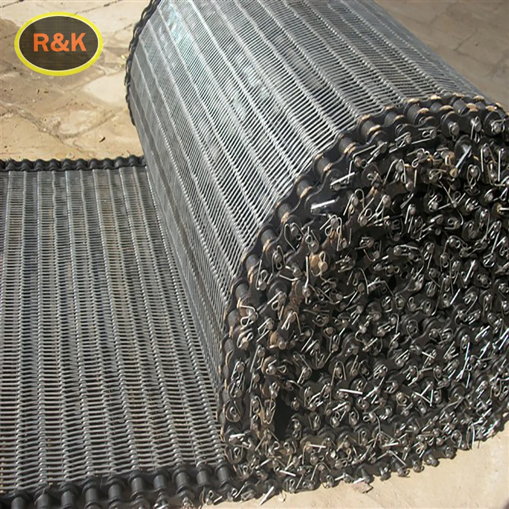 304 material stainless steel chain conveyor mesh belt large mesh filter cleaning conveyor