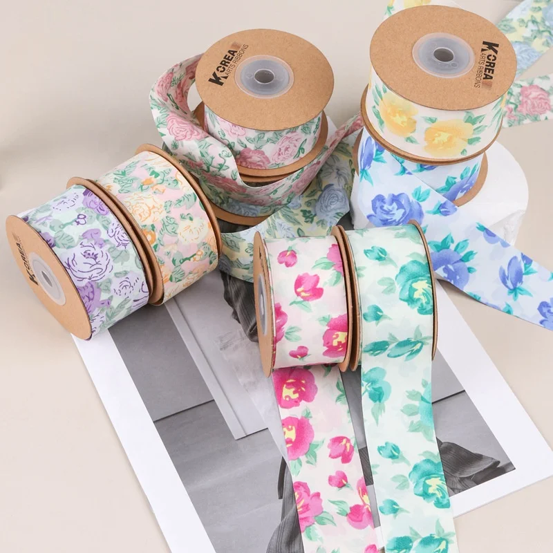 Розы напечатанные ленты DIY аксессуары для волос подарки цветочная упаковка