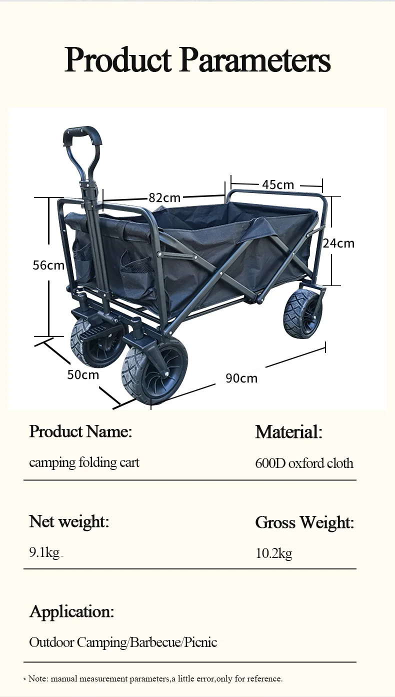 Outdoor Beach Camping Wagon Carry Kid Baby Cart Trolley Garden Foldable Collapsible Folding Cart Wagon