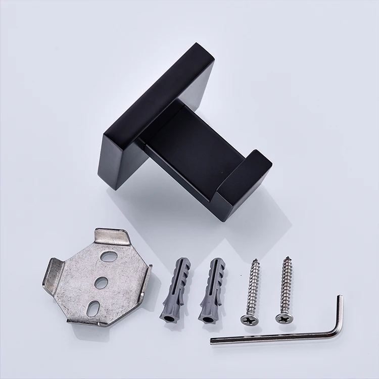  Wholesale Bathroom Accessories Stainless Steel Matte Black Wall Mount Robe