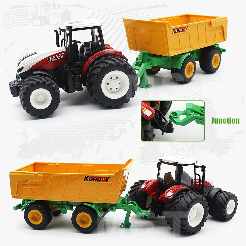 2.4Ghz 1/24 Scale Electronic Tractor Farm Vehicle Toy RC Tractor Remote Control Farm Truck with Trailer
