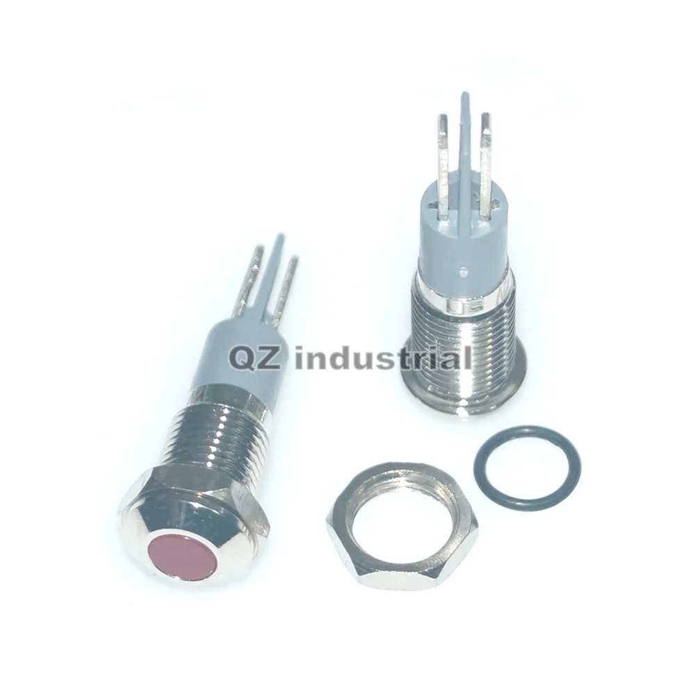 QZ Industrial Flat 8mm Metal Signal Lamp/LED Indicator Light Lamp with Waterproof Mounting hole size 8mm 24V 110V 220V
