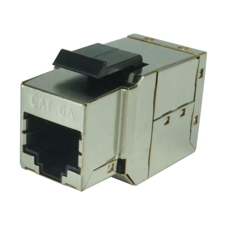 shenzhen 180degree STP Inline Coupler keystone jack toolless modular cat 6a cat6a keystone jack