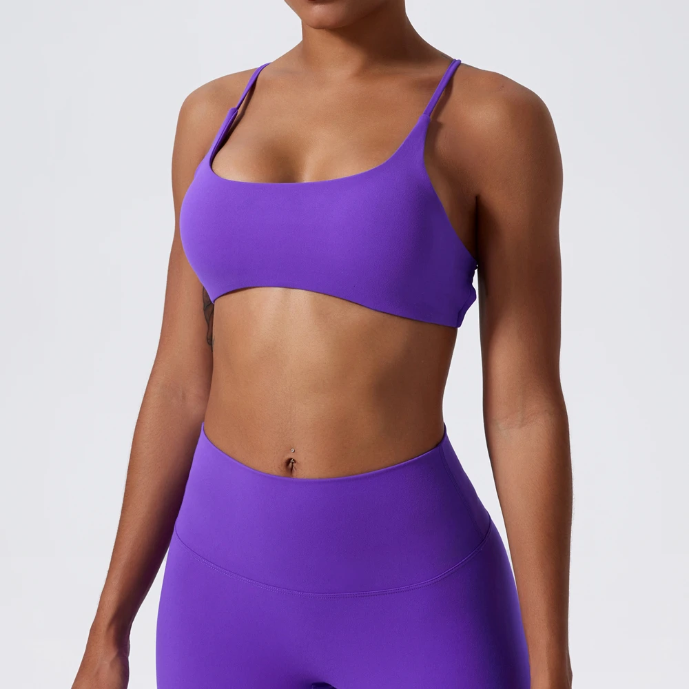 Sexy Soft Gym Fitness Wear Athletic Clothing Women Cross Back Backless Sport Bras Padded Workout Yoga Crop Tank Top