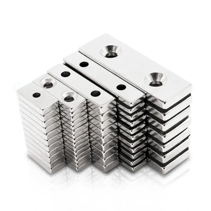 N35 N52 neodymium Permanent rectangle square block cup countersunk hole magnet block countersunk with countersunk hole