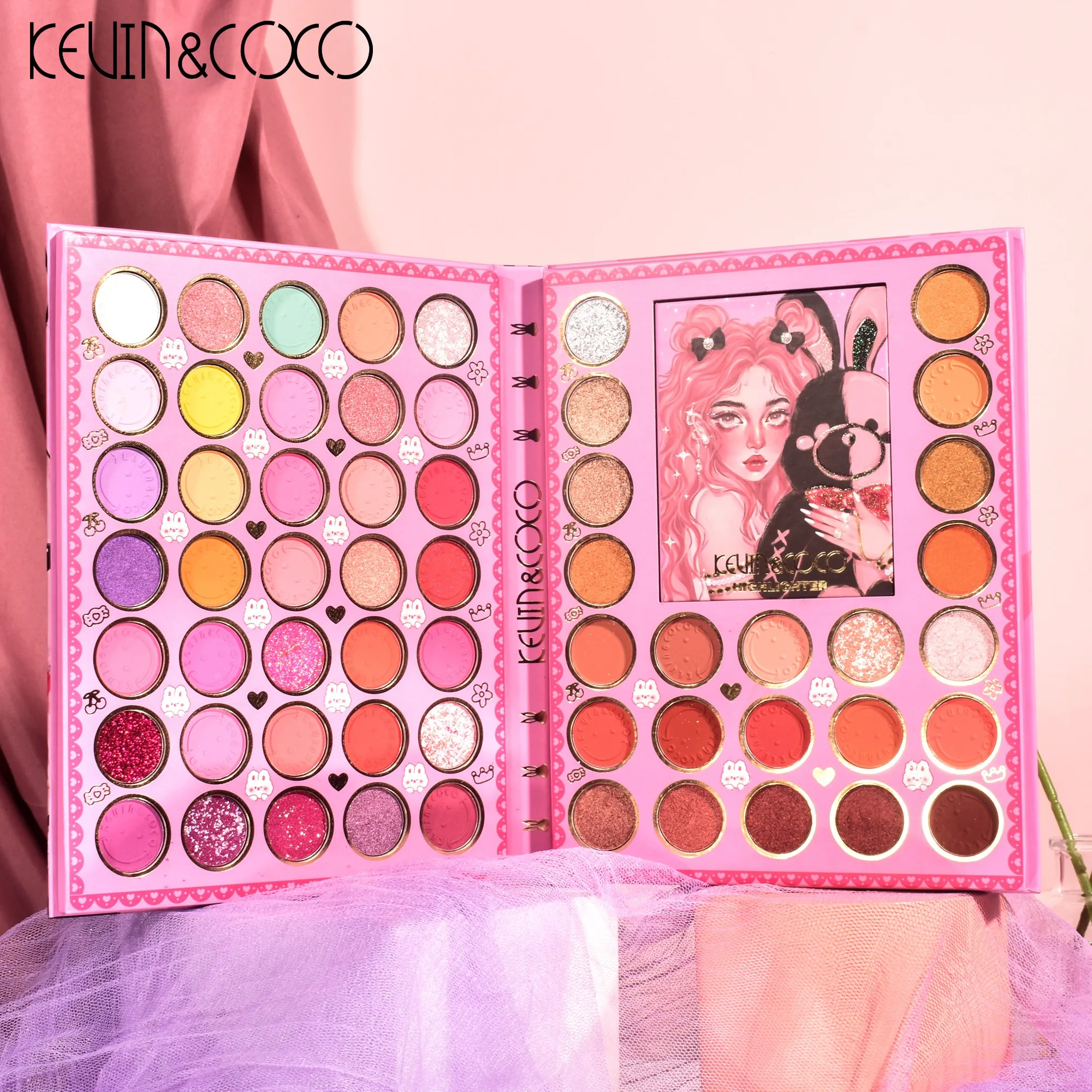 kevin and coco pallete 62 colors 4 bunny  palette  high pigmented eye shadow palette best quality sombras para ojos al por mayor