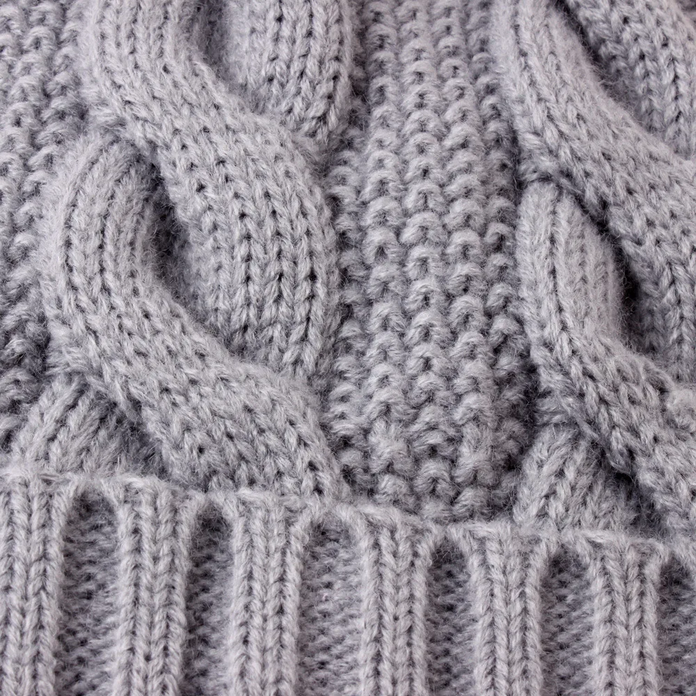 Оптовая продажа, новая зимняя вязаная шапка с помпоном, однотонная плюшевая теплая акриловая шапка, Женская утолщенная теплая шапка