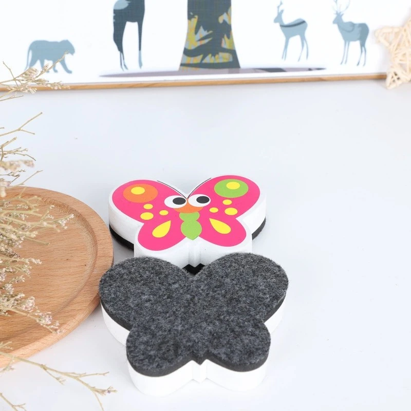 Small board eraser butterfly colorful magnetic felt whiteboard eraser EVA