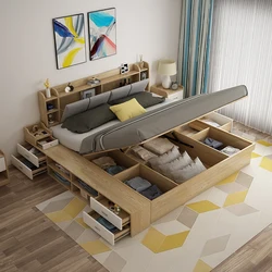 Многофункциональная спальня Nordic Modern Gas Lift High Box Storage Twin Size