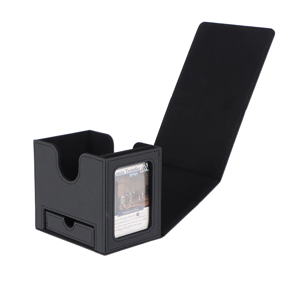 Custom Logo Pu Leather Deck Box Yugioh Trading Card Game with Acrylic Card Holder  Leather Deck Box