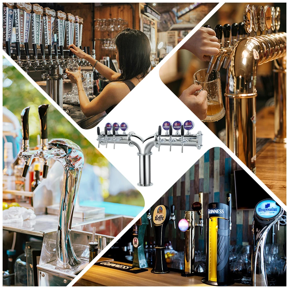 Commercial 6-Tap Draft Beer Dispenser with Stainless Steel Customized and Refrigerated for Party and Event