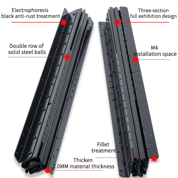 Hidden stair cabinet pulls invisible ball bearings, rail guides, slide rails under metal guides