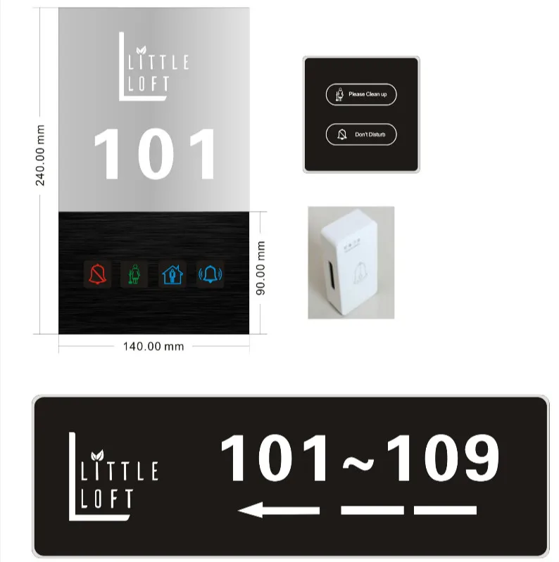 Hotel doorplate room number signs light color changing ,DND switch door plate  with Hotel doorbell system