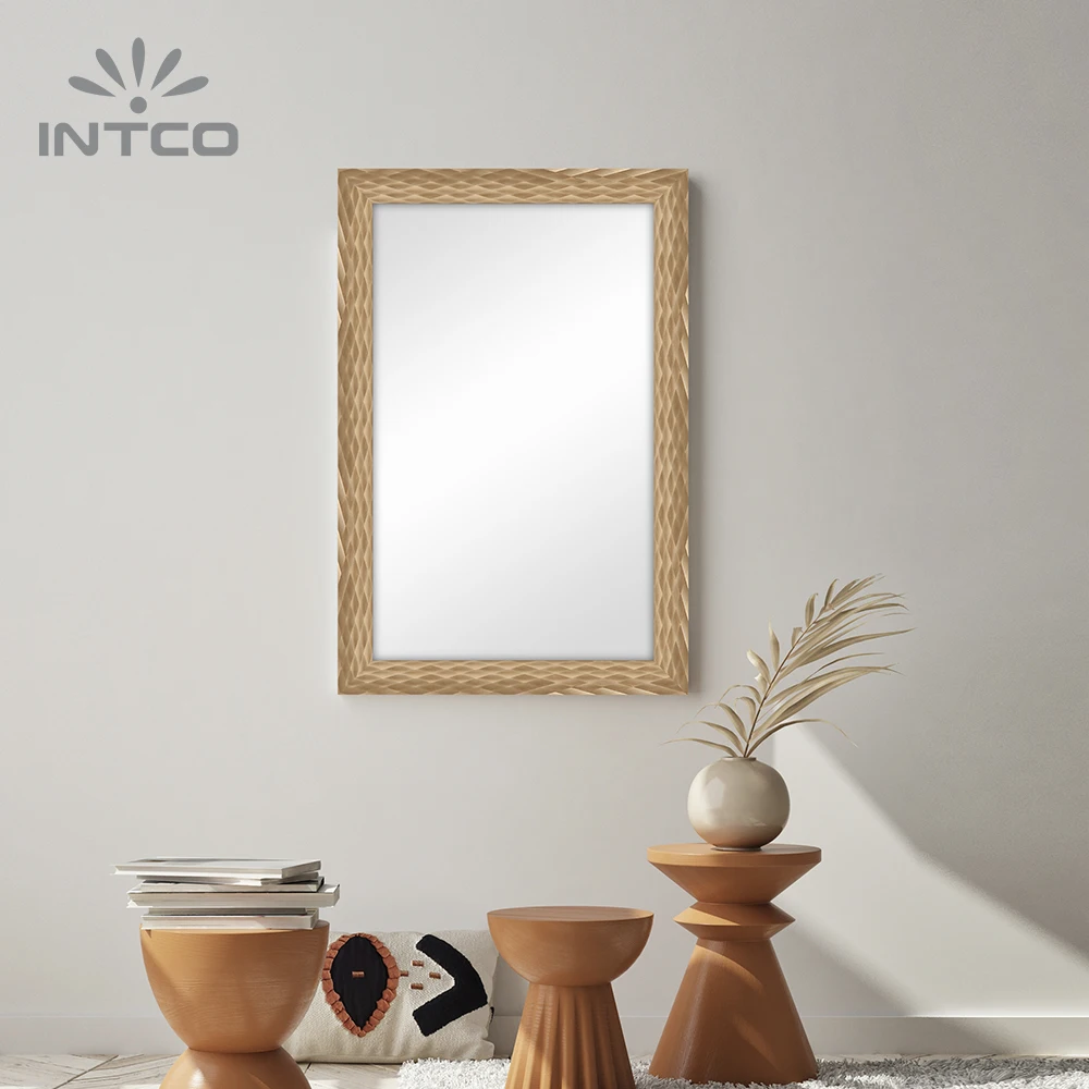 INTCO New Arrival Decorative Rectangular Diamond Bronze Bathroom Wall Mirror Frame