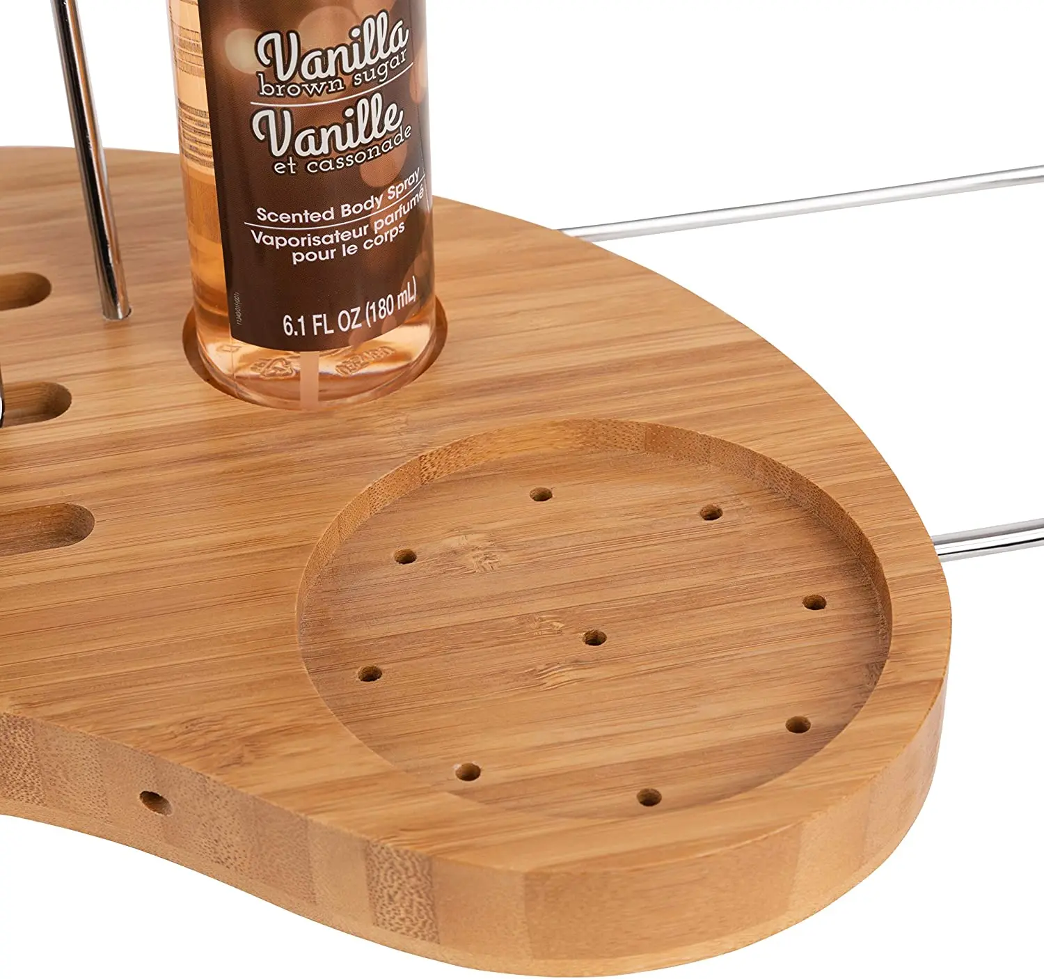 Luxury Expandable Tub Organizer Detachable Tablet Backrest  Wine Glass Holder Smartphone Holder Bamboo Bathtub Caddy Tray