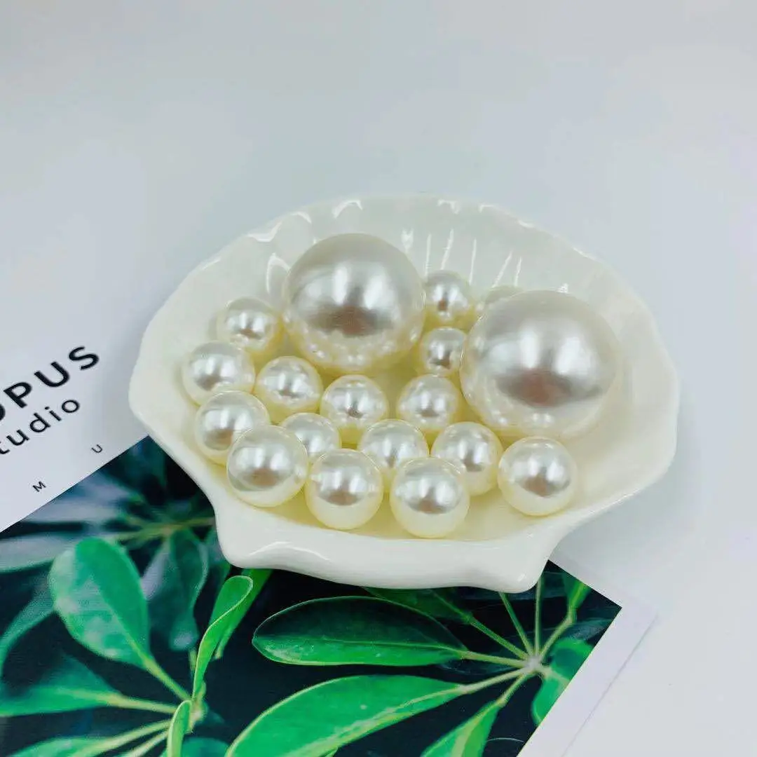 Hot sale perolas abs round loose faux pearls no hole decorative pearls for jewelry making