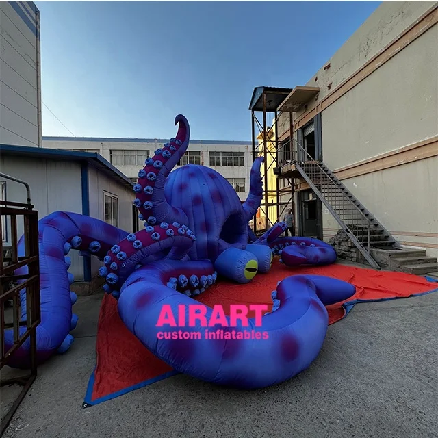 Giant size blue color music festival DJ stage decoration inflatable octopus balloon