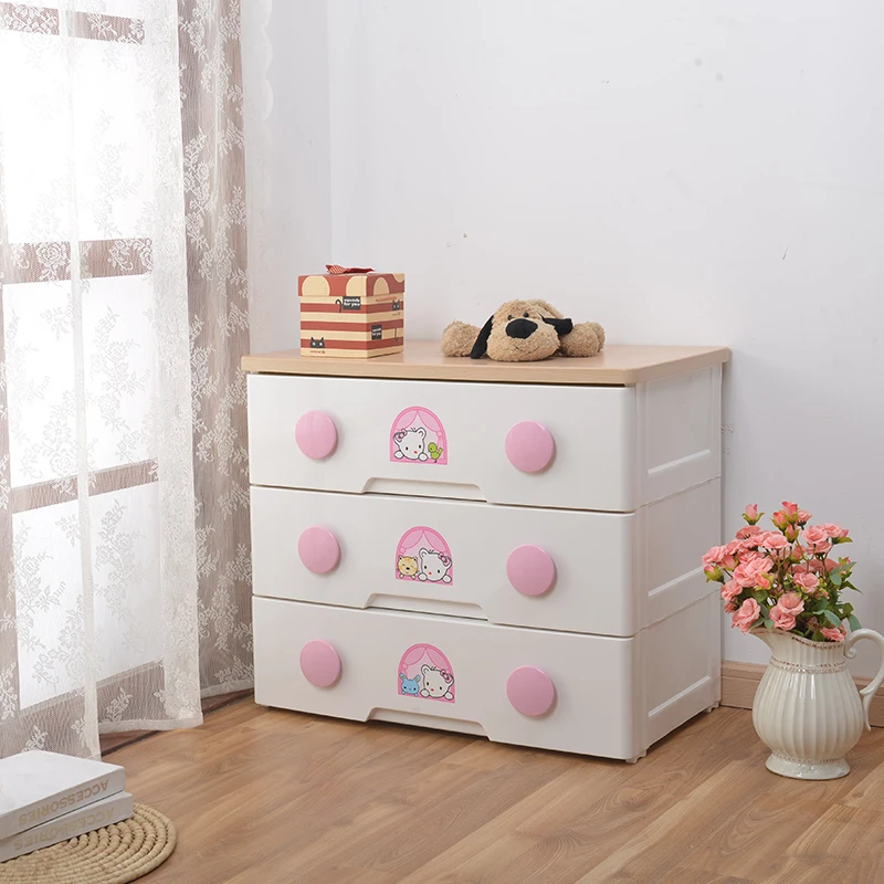 Handle plastic drawer clothes cabinets  5 layers plastic storage cabinet