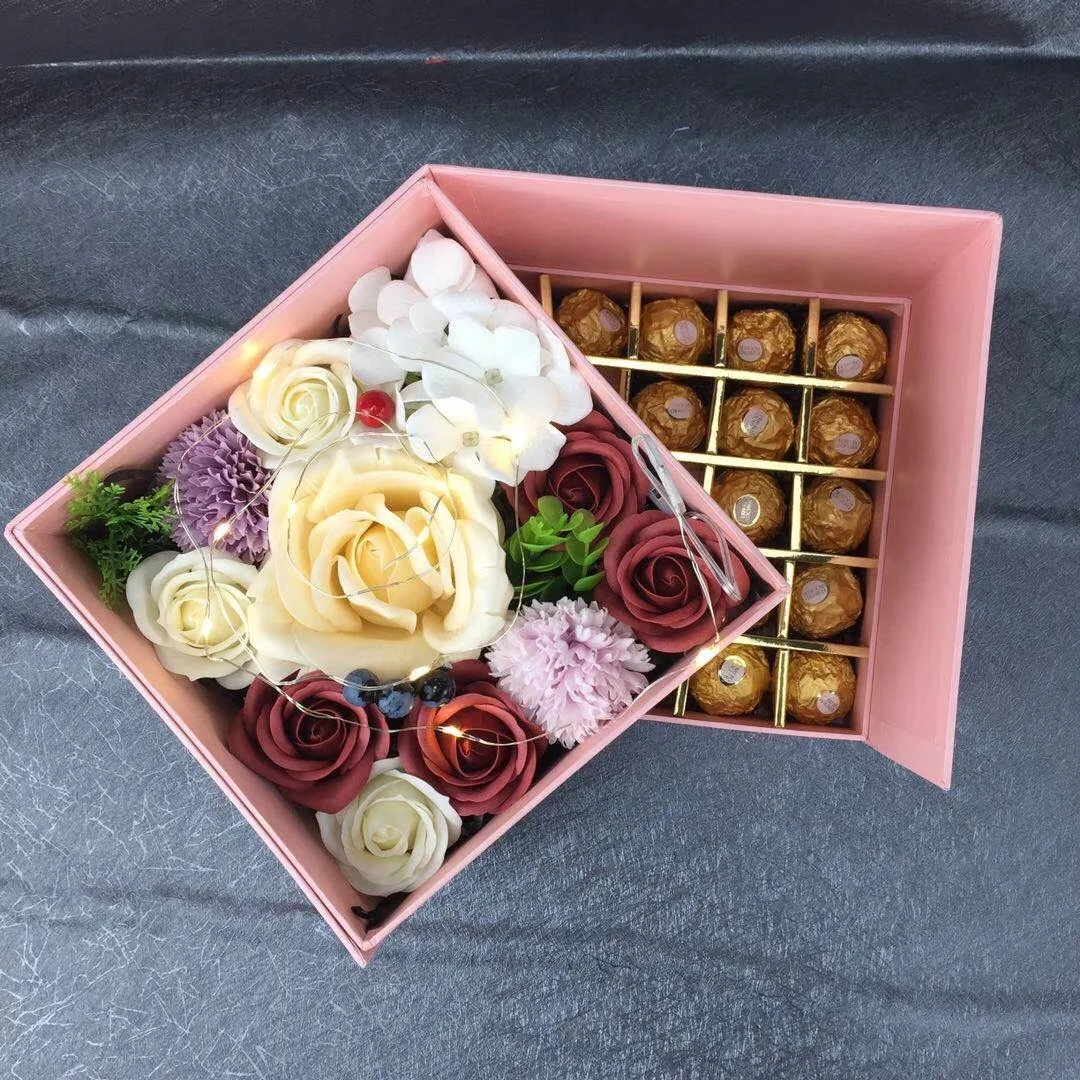 Индивидуальная Роскошная квадратная цилиндрическая картонная подарочная коробка в форме сердца для дня рождения и Дня Святого Валентина, коробка для цветов