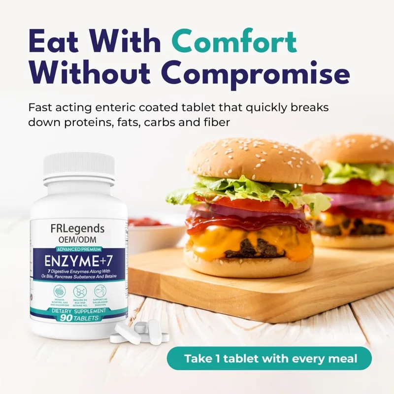 OEM Wholesale Digestive Enzyme Supplements Nutrient Absorption Enzyme+7 Promote Digestion Tablets Capsules