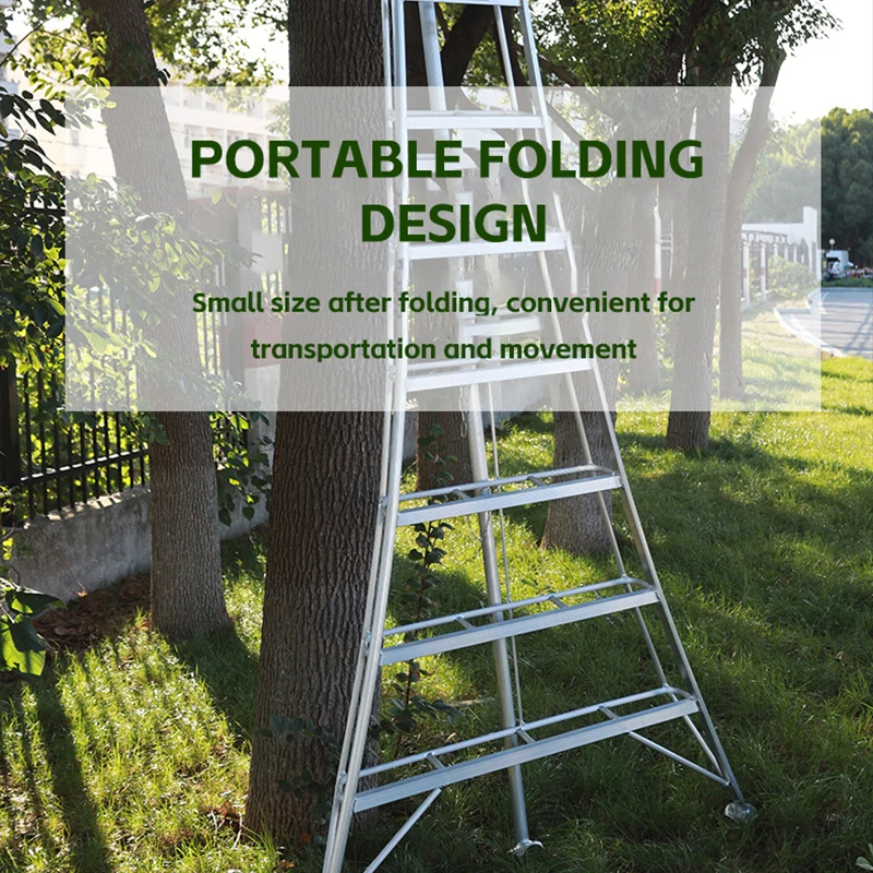 Multi-Size Foldable Orchard Aluminum Tripod Ladder Safety Working Platform Ladder For Fruit Picking Up And Tree Pruning