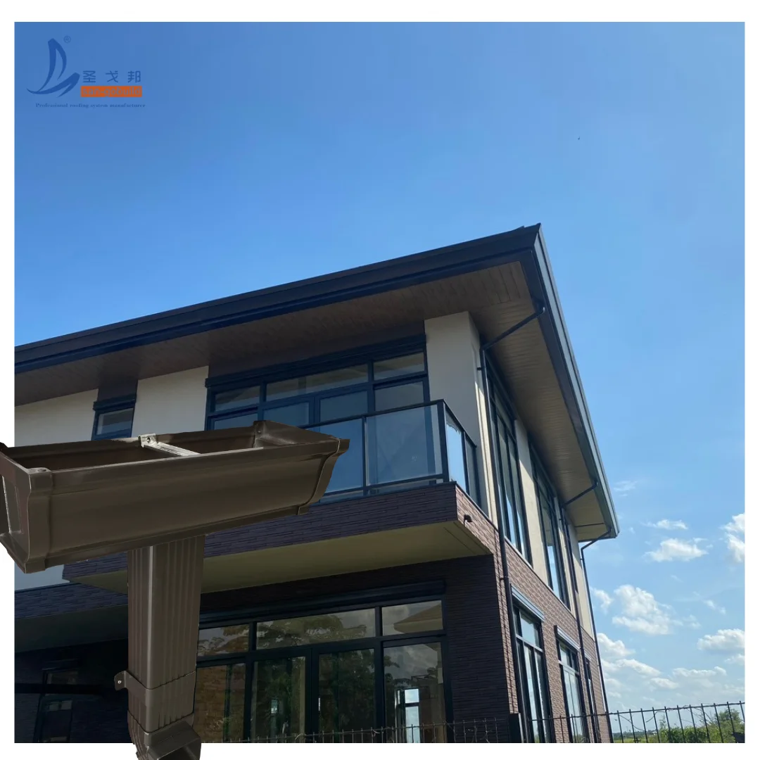Rainwater Gutter System Black Drainage Pipe Brown Rain Water Collector White Aluminum Rain Gutter