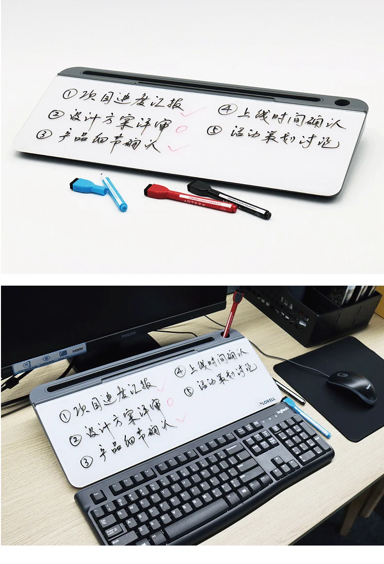 Desktop Whiteboard Glass Dry Erase White Board Desk Computer Buddy Storage Organizer For Home Office