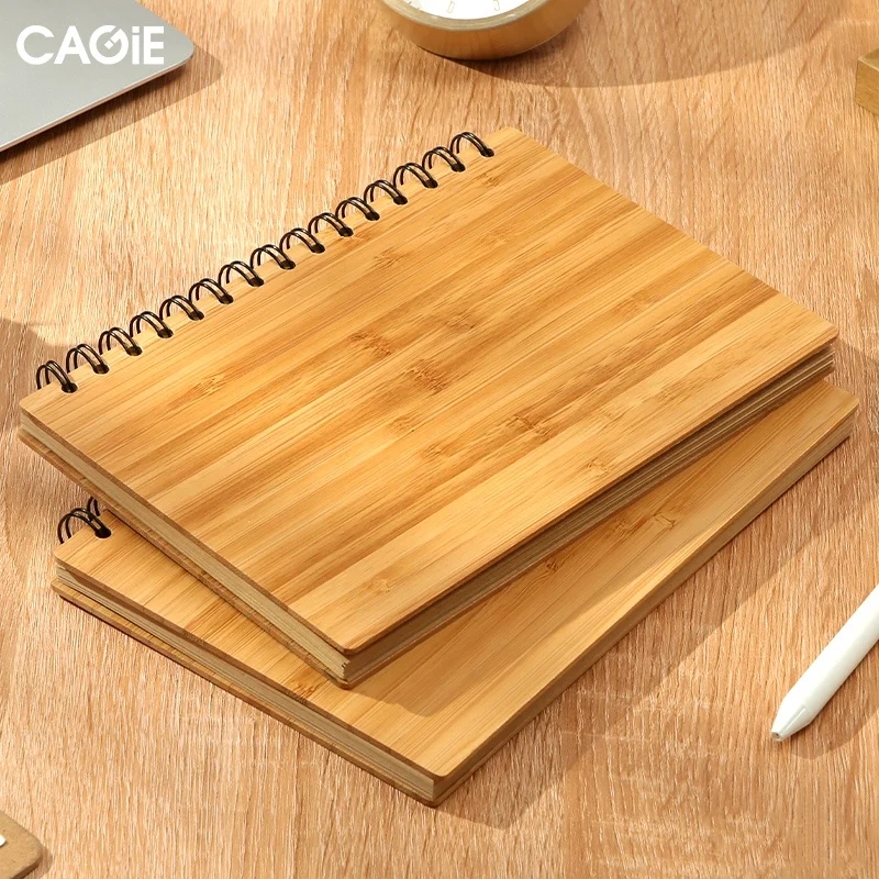 custom Wooden Cover spiral notebook hardcover Wholesale Good Quality Bamboo Cover Sprial journal  Notebook