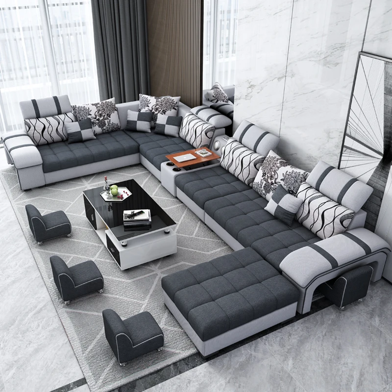 Maxky Modern Italian Fabric Sectional Sofa Home Furniture Set Modern Design Couch Luxury U Shape Sofa Other Living Room Sofa
