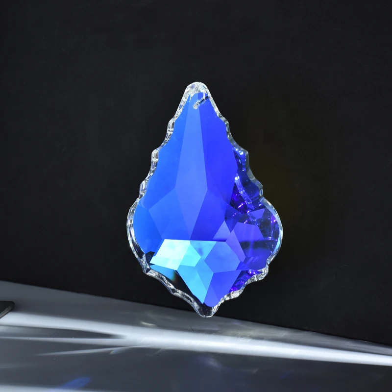 38mm hanging maple leaf crystal chandelier prisms replacement pendant parts with 14mm crystals beads