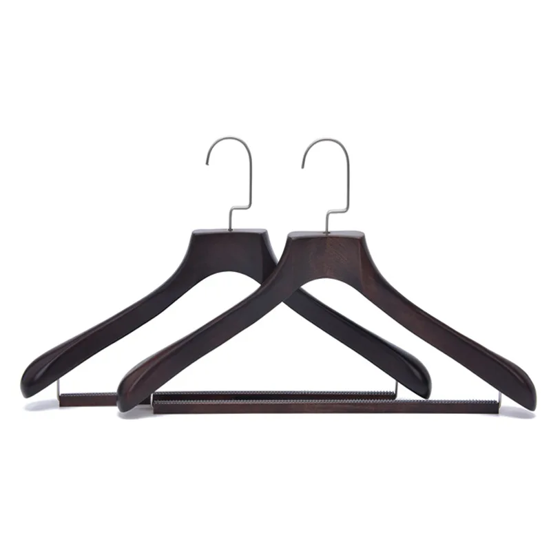 Supplier Custom 38cm Wooden Women Coat Hangers for Clothes Black