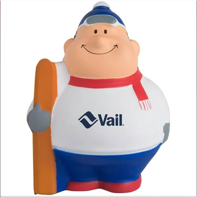 Eco-Friendly Skier Bert pu Stress Ball/Stress Reliever/Stress Toy