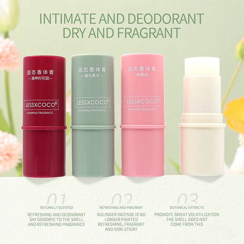 4 Flavor Solid Perfume Stick Refreshing Body Odor Remover Long-Lasting Fragrance Gel Deodorant Unisex Solid Perfume Balm