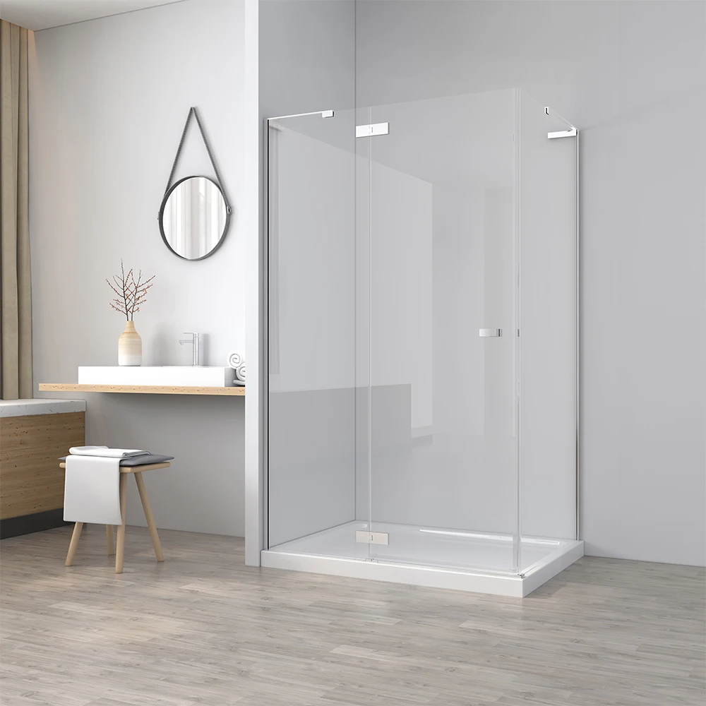 Квадратная душевая кабина из закаленного стекла без рамы для ванной комнаты