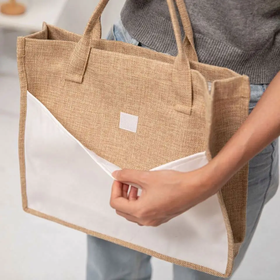 RubySub Custom Blank Christmas Handbag Shopping Bag Sublimation Blank Jute Tote Bags