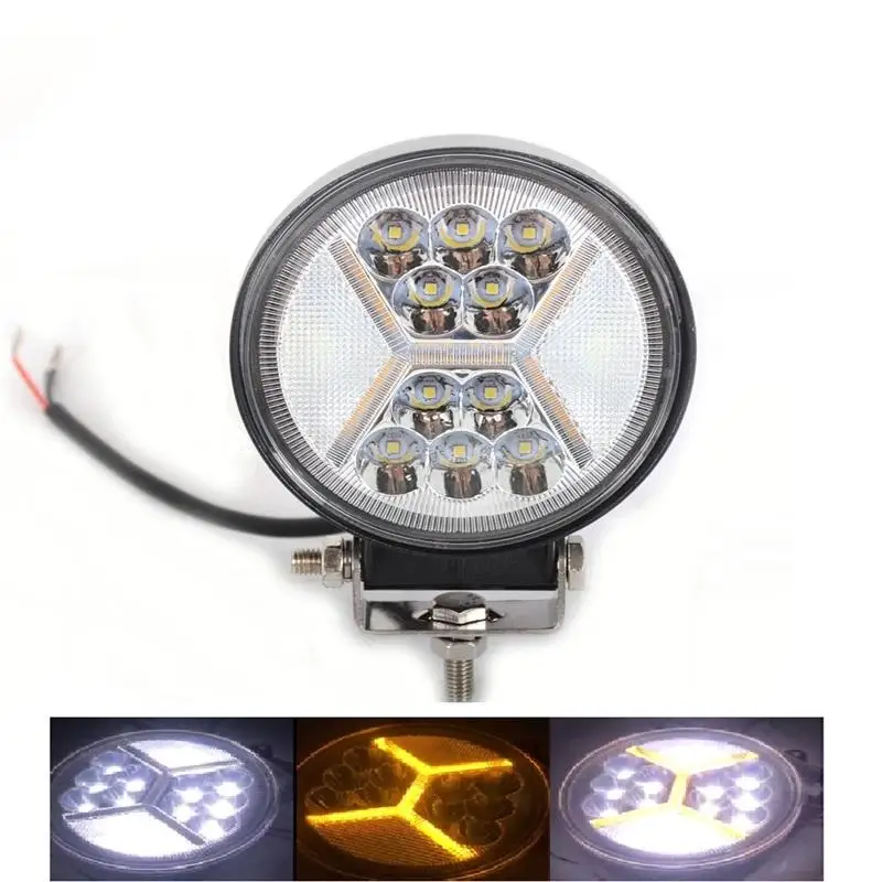 Vcan Auto Accessories 26W Strobe Work Light With Yellow DRL 3030 Chip LED Work Light For Boat Jeep ATV SUV Truck